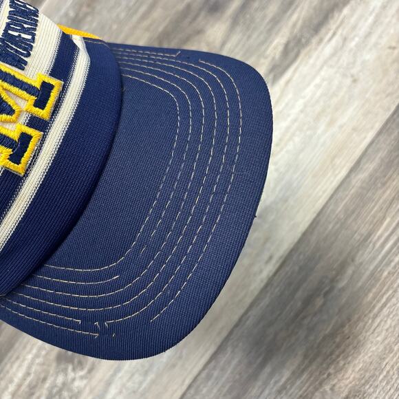 University of Michigan Trucker Hat Cap 80s 3 Stripe Foam Mesh Navy Blue Vintage‎ - Picture 8 of 10